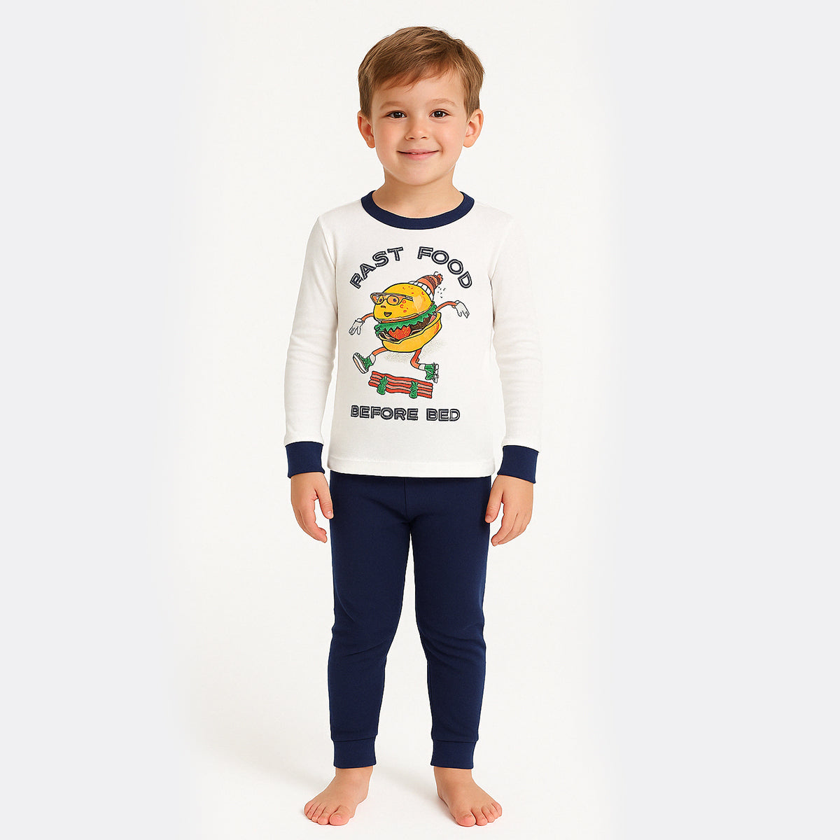 4 Piece Striped And Dinosaur Print Pajamas Sleepwear Set