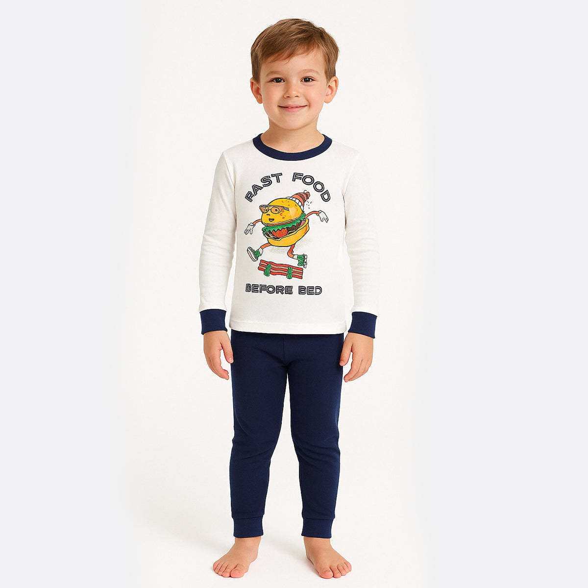 4 Piece Striped And Dinosaur Print Pajamas Sleepwear Set