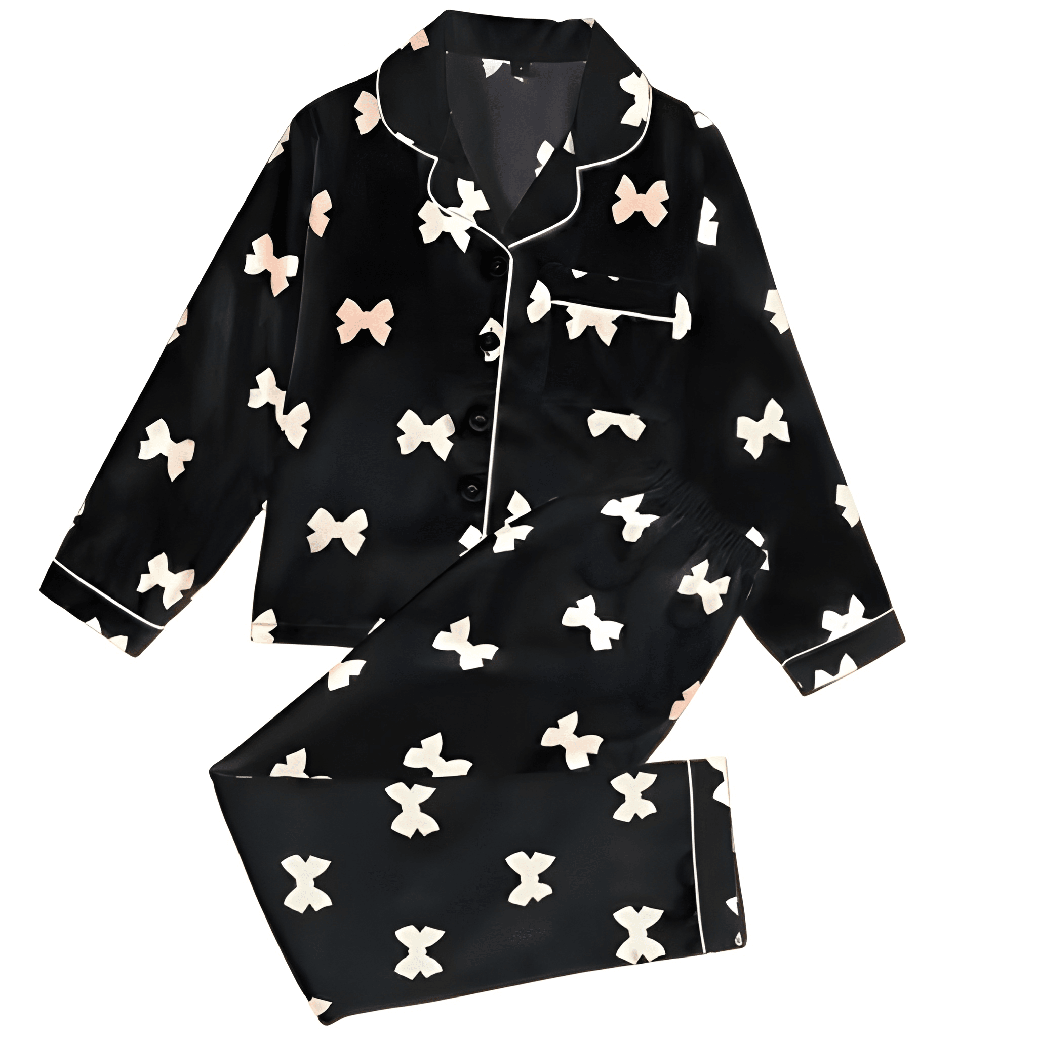 Bowknot Print Pajama Set For Kids
