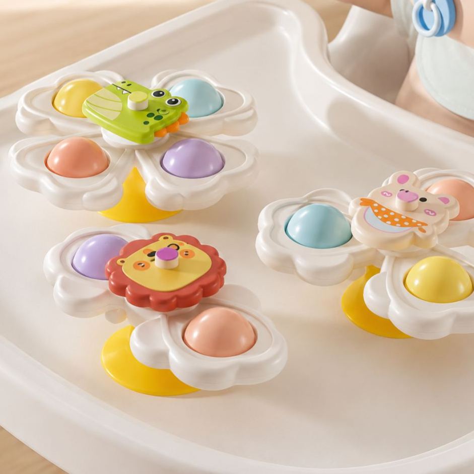 Pack Of 3 Suction Cup Rotating Sensory Toys For Babies And Toddlers