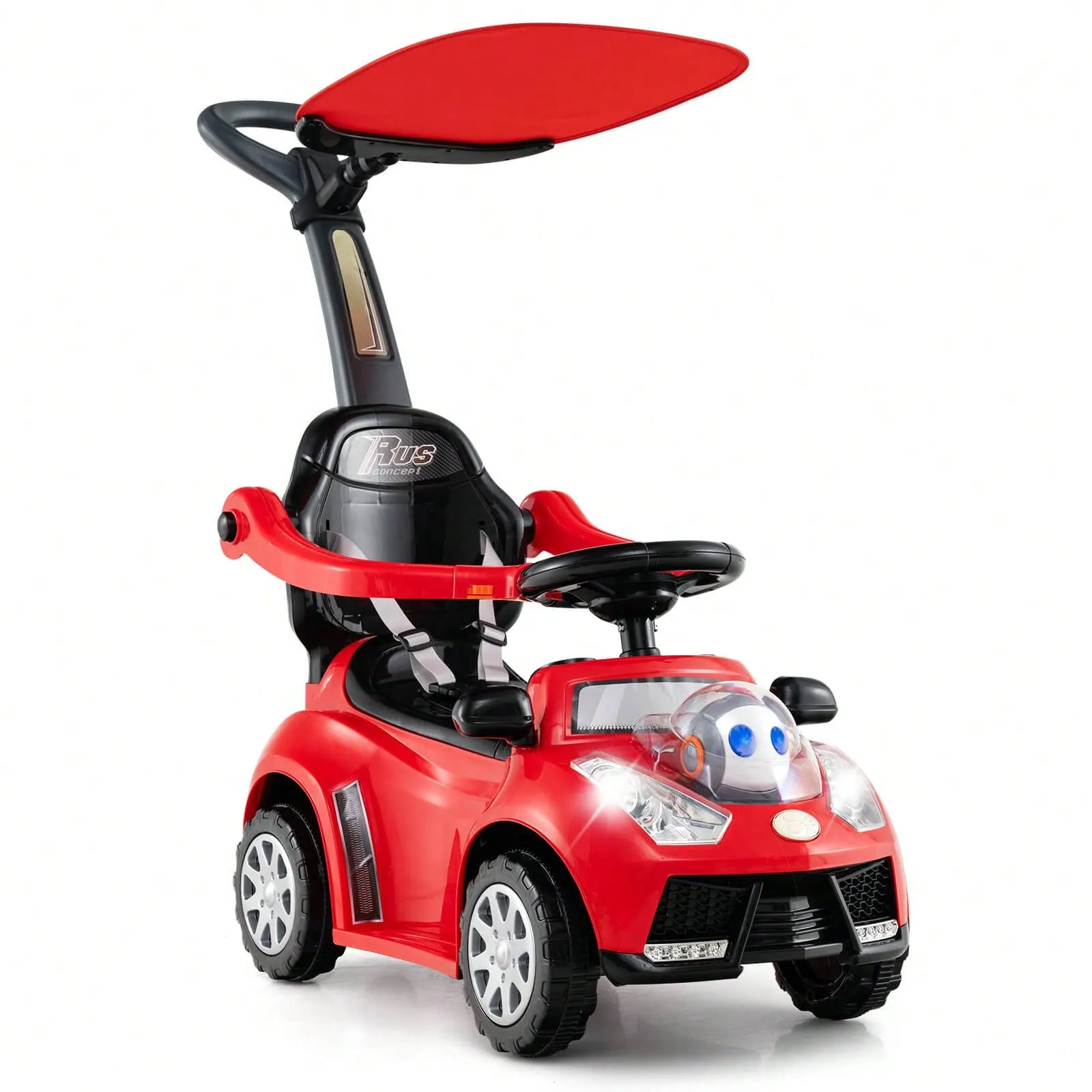 3 In 1 Sliding Walker Adjustable Canopy Horn Light For Boys & Girls