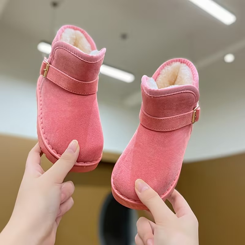 Solid Fabric Winter Boots With Soft Inner Lining For Girls