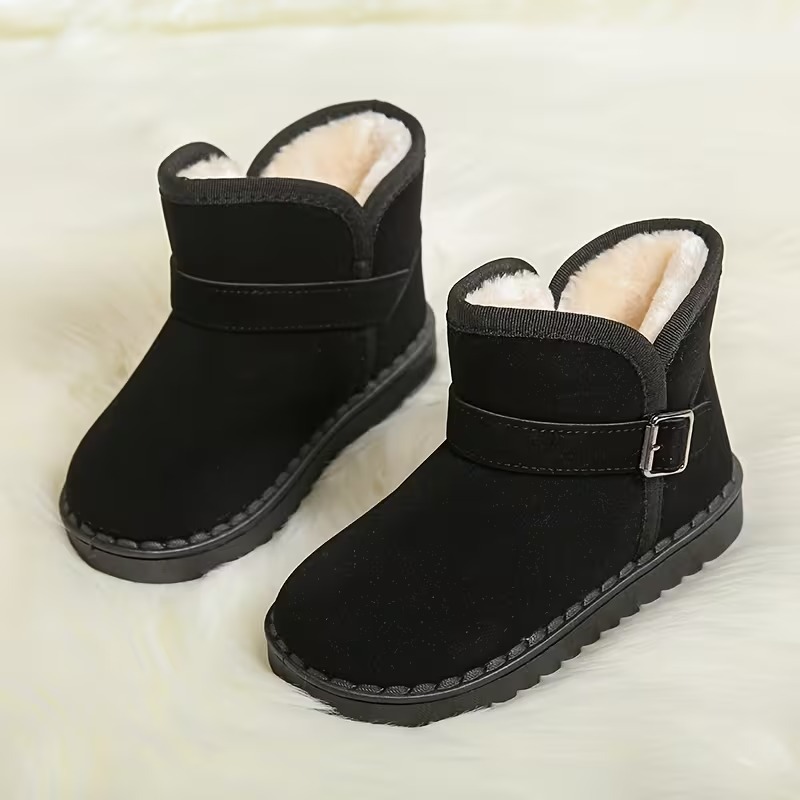 Solid Fabric Winter Boots With Soft Inner Lining For Girls
