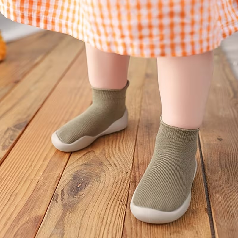 Fruit Print Slip On Socks For Toddlers With Non Slip Rubber Sole