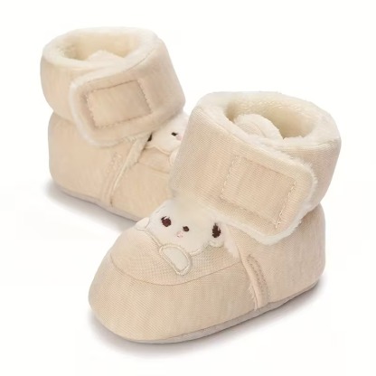 Winter Boots For Babies With Bear Embroidery And Soft Fabric