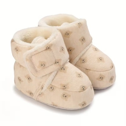 Winter Boots For Babies With Bear Embroidery And Soft Fabric