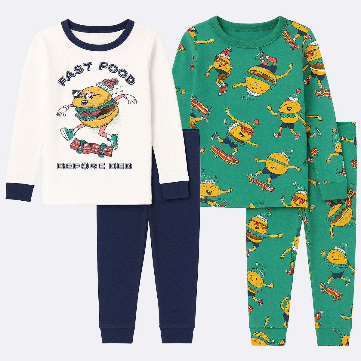 4 Piece Striped And Dinosaur Print Pajamas Sleepwear Set