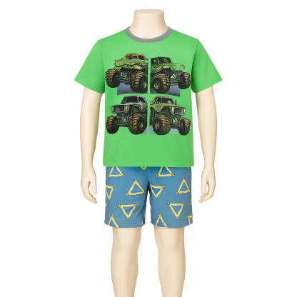2 Piece Graphic Print Tee And Shorts Pajama Set