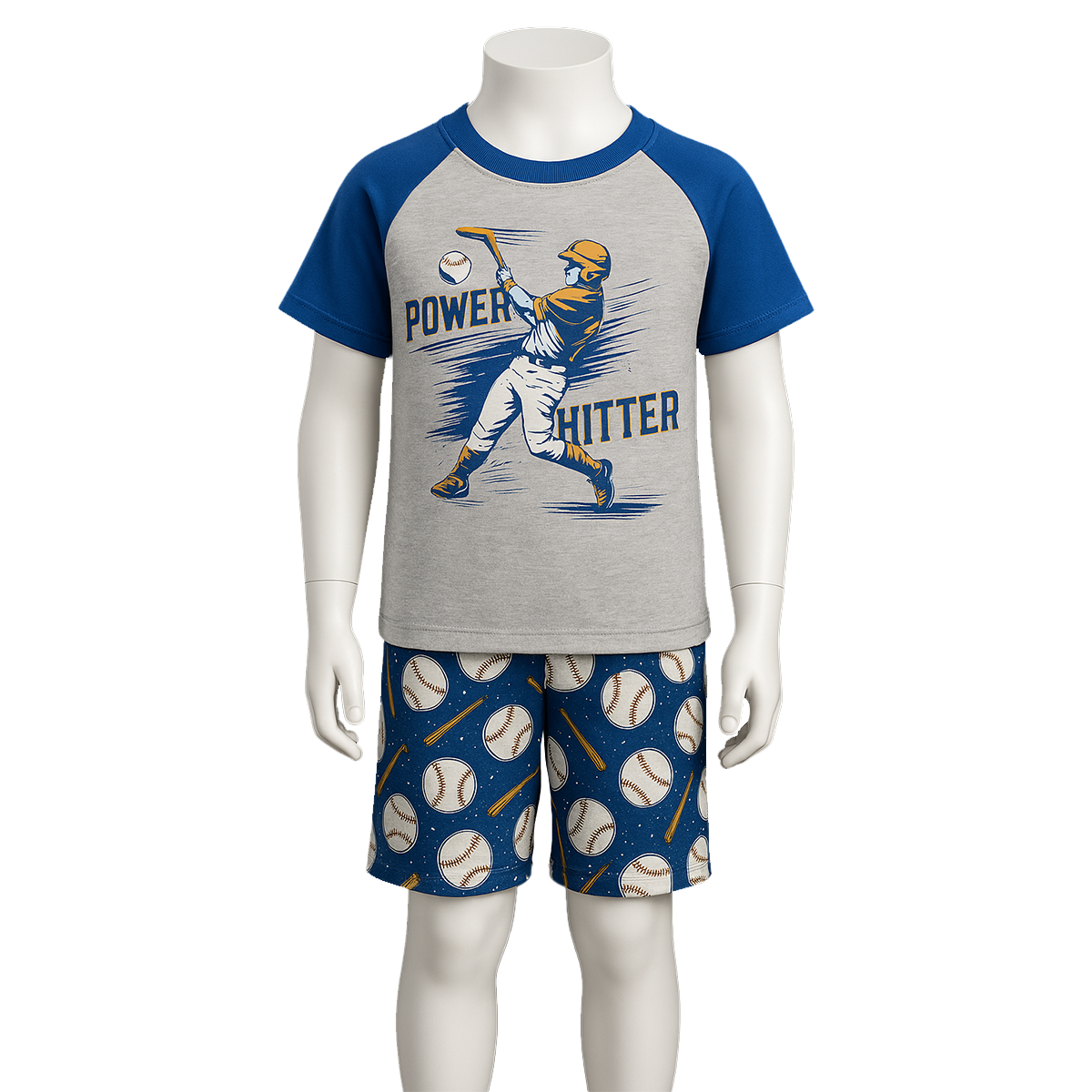 Baseball And Games Printed Flame Resistant Pajama Set