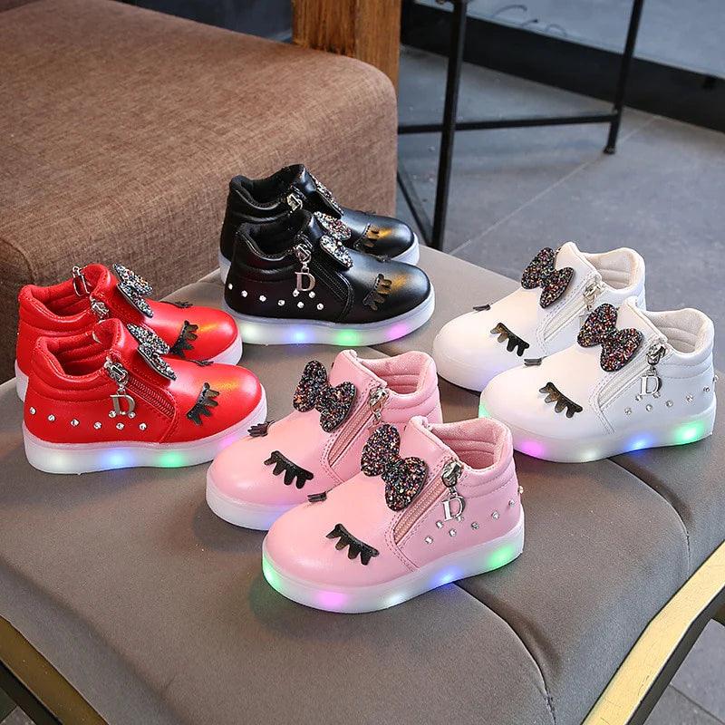 LED Zip Up Shoes Sparkle Comfort And Light In Every Step-Children Pajamas