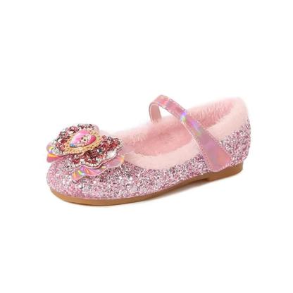 Winter Flats for Girls – Sparkling Bow Glitter Shoes with Warm Lining - Children Pajamas