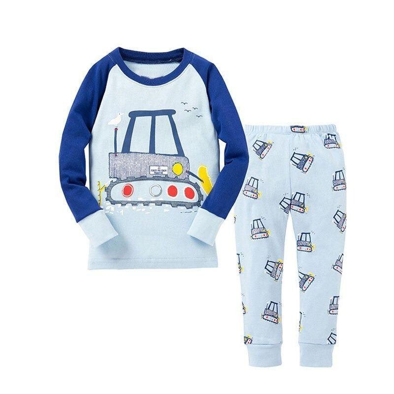Bulldozer Print Pajama Set - Children Pajamas