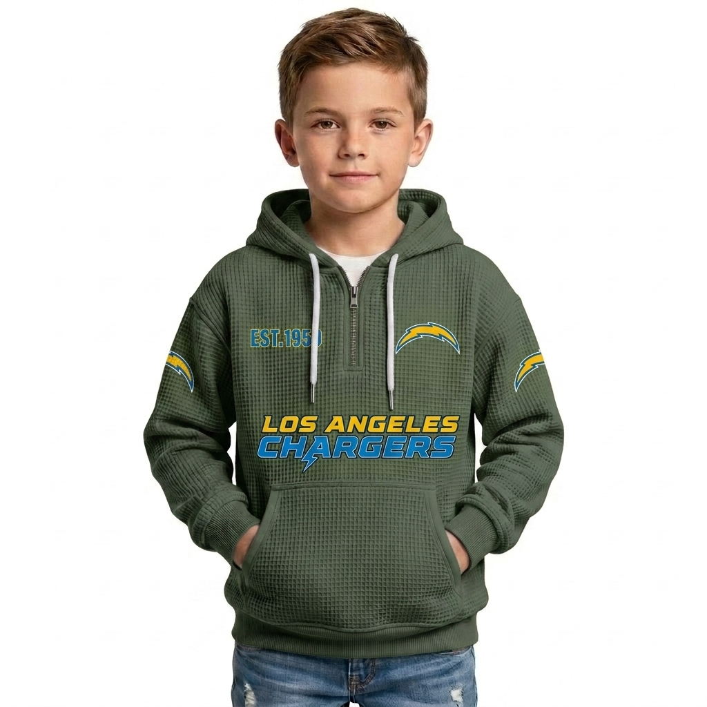 Los Angeles Chargers Themed Quarter Zip Hoodie For Kids