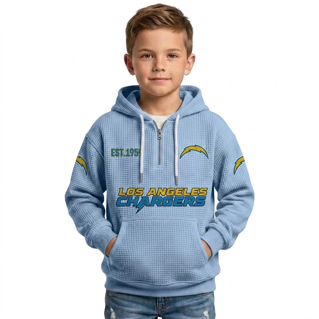 Los Angeles Chargers Themed Quarter Zip Hoodie For Kids