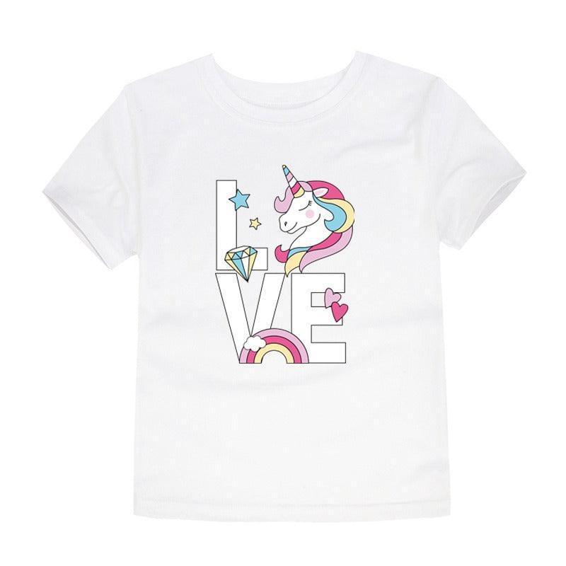 Unicorn Lettering Graphic T-Shirt - Children Pajamas