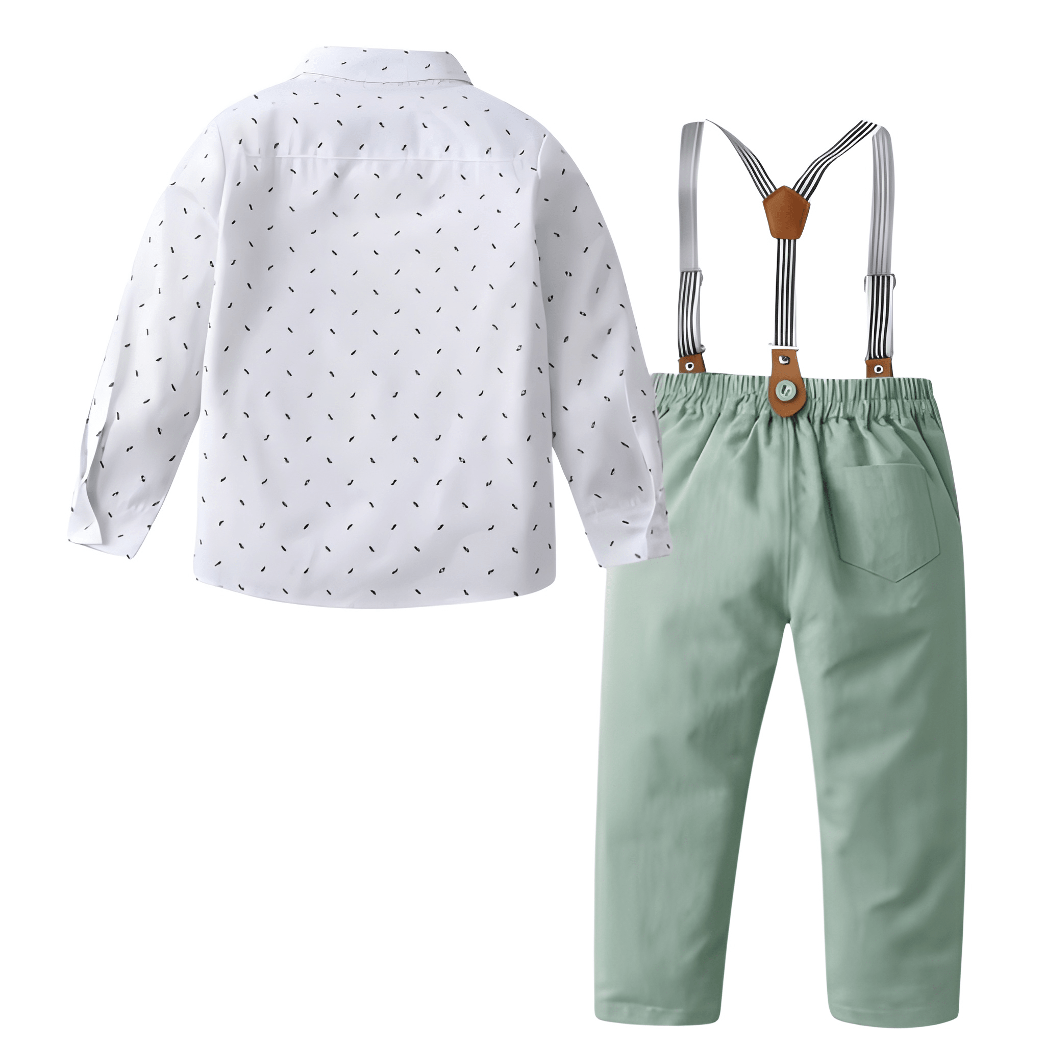 Long Sleeve Random Print Shirt With Bow And Trousers For Special Events