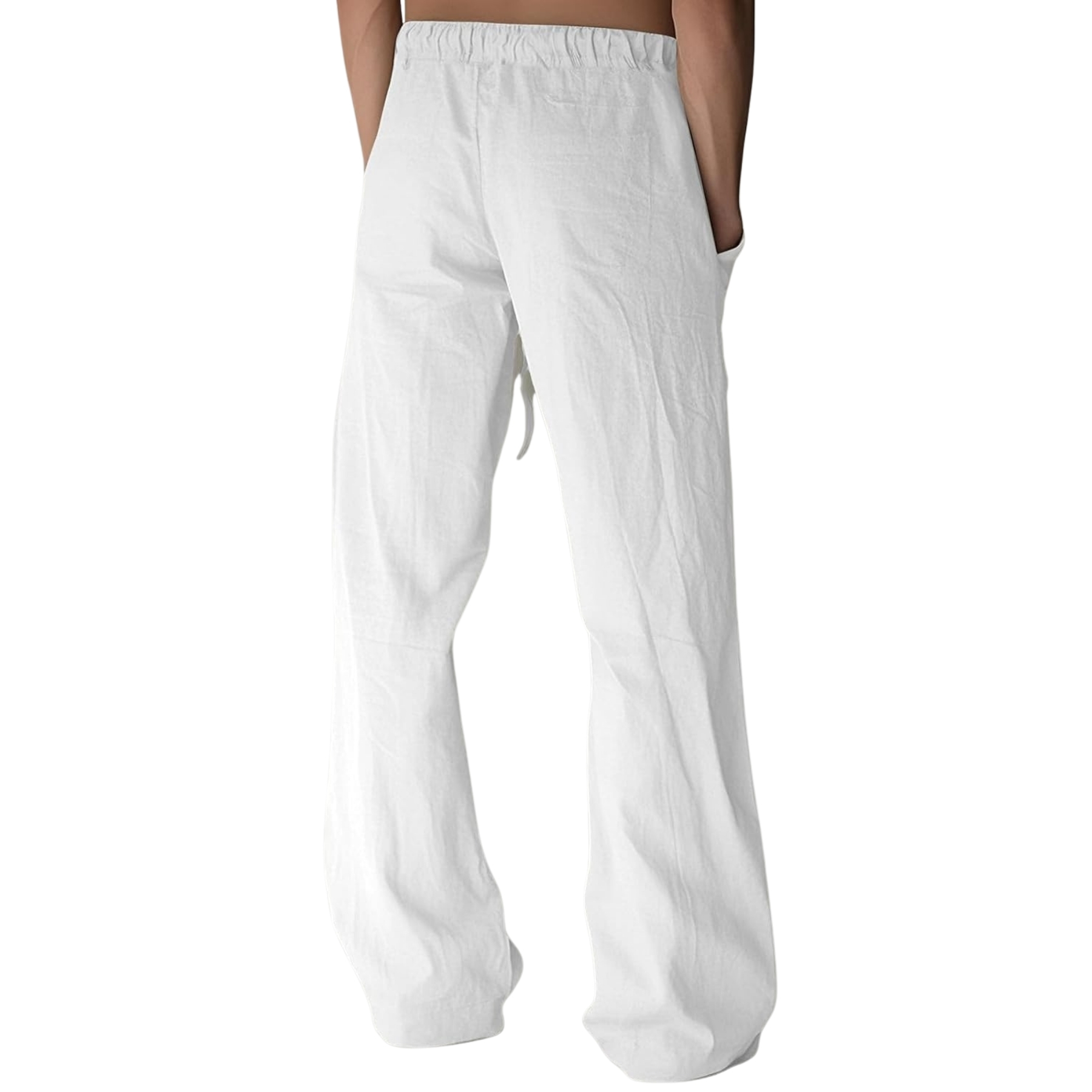  Beach Casual Cotton Summer Lightweight Elastic Waist Drawstring With Deep Pockets Linen Pants
