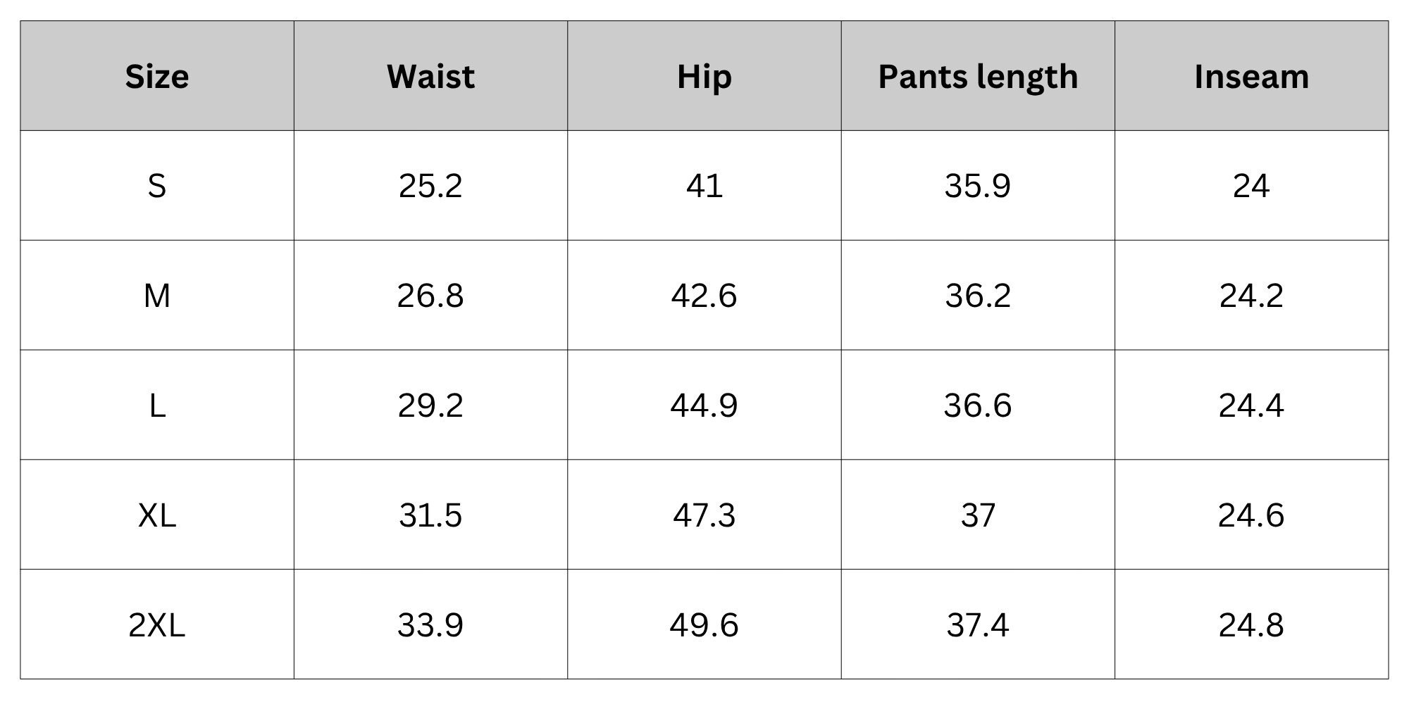 Size Chart