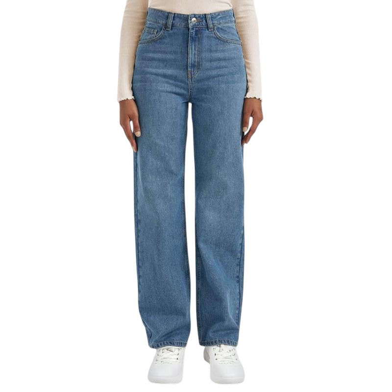 Womens Minimalist High Waist Denim Stretch Wide Leg Jeans