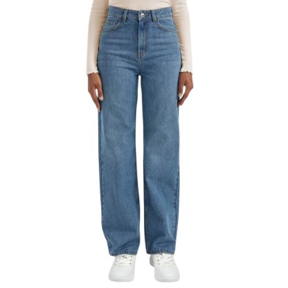 Womens Minimalist High Waist Denim Stretch Wide Leg Jeans