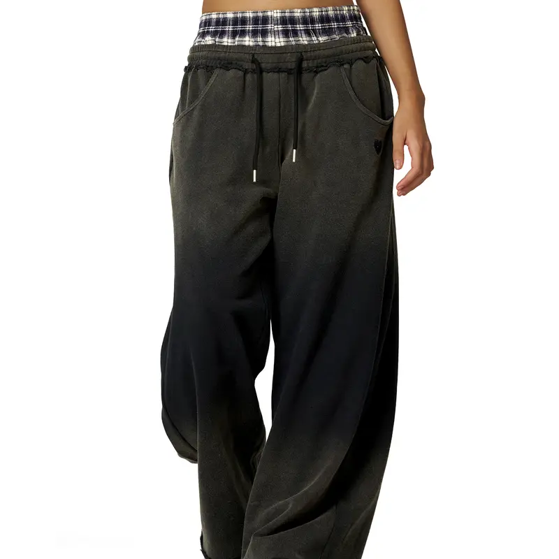 Loose Vintage Plaid Patchwork Sweatpants For Men And Women