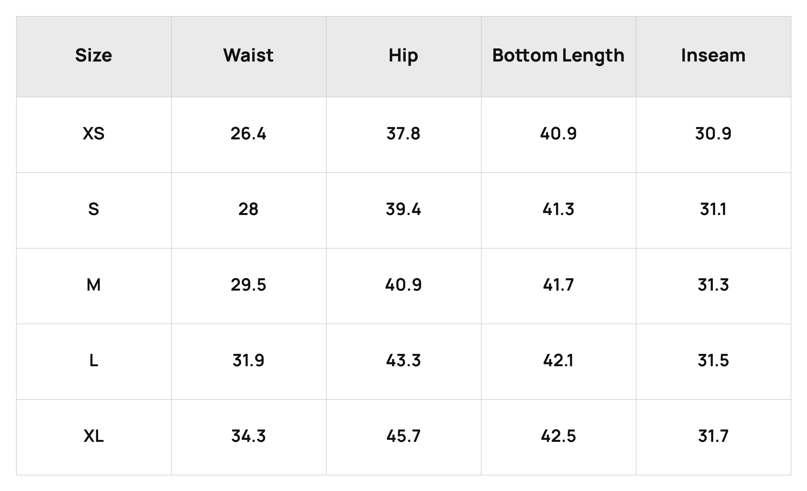 Size Chart