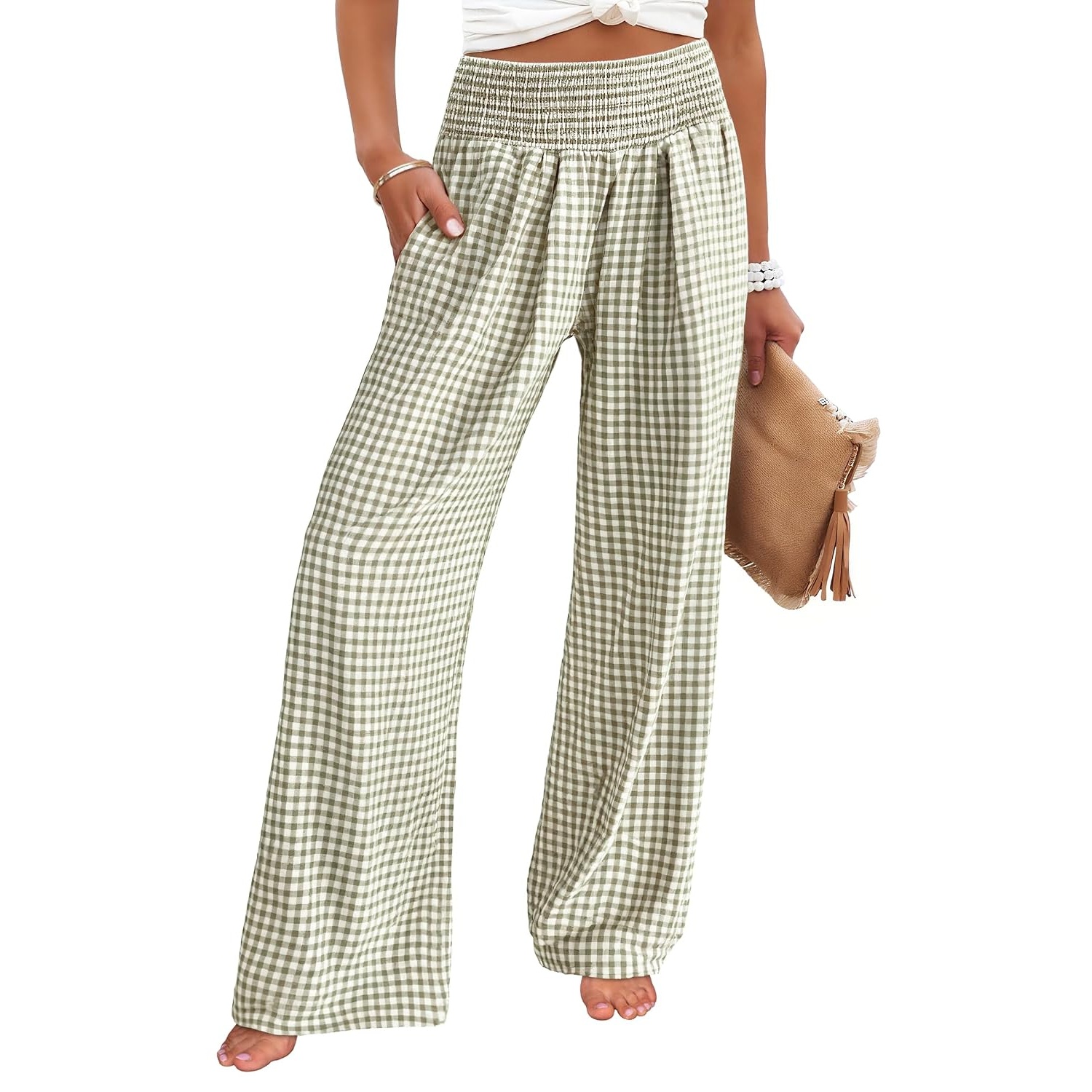 Striped Wide Palazzo Pants With Pockets For Women
