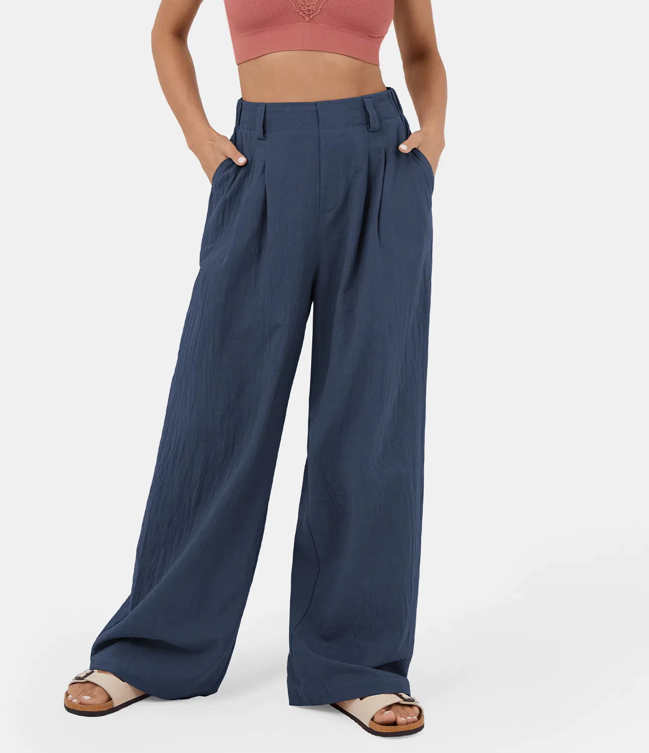 Flowy Solid Palazzo Pants With Side Pockets-My Comfy PantFlowy Solid Palazzo Pants With Side Pockets - Image 7