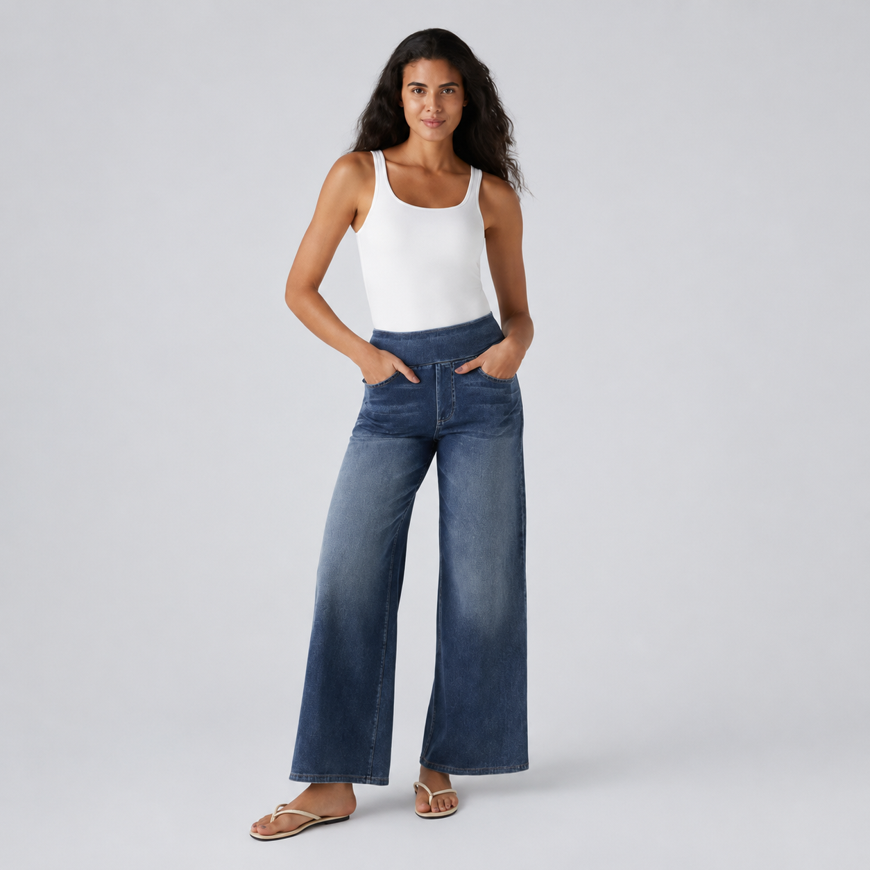Baggy Casual Wide Washed Jeans With Pockets For Women