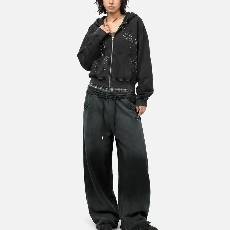 Loose Vintage Plaid Patchwork Sweatpants For Men And Women