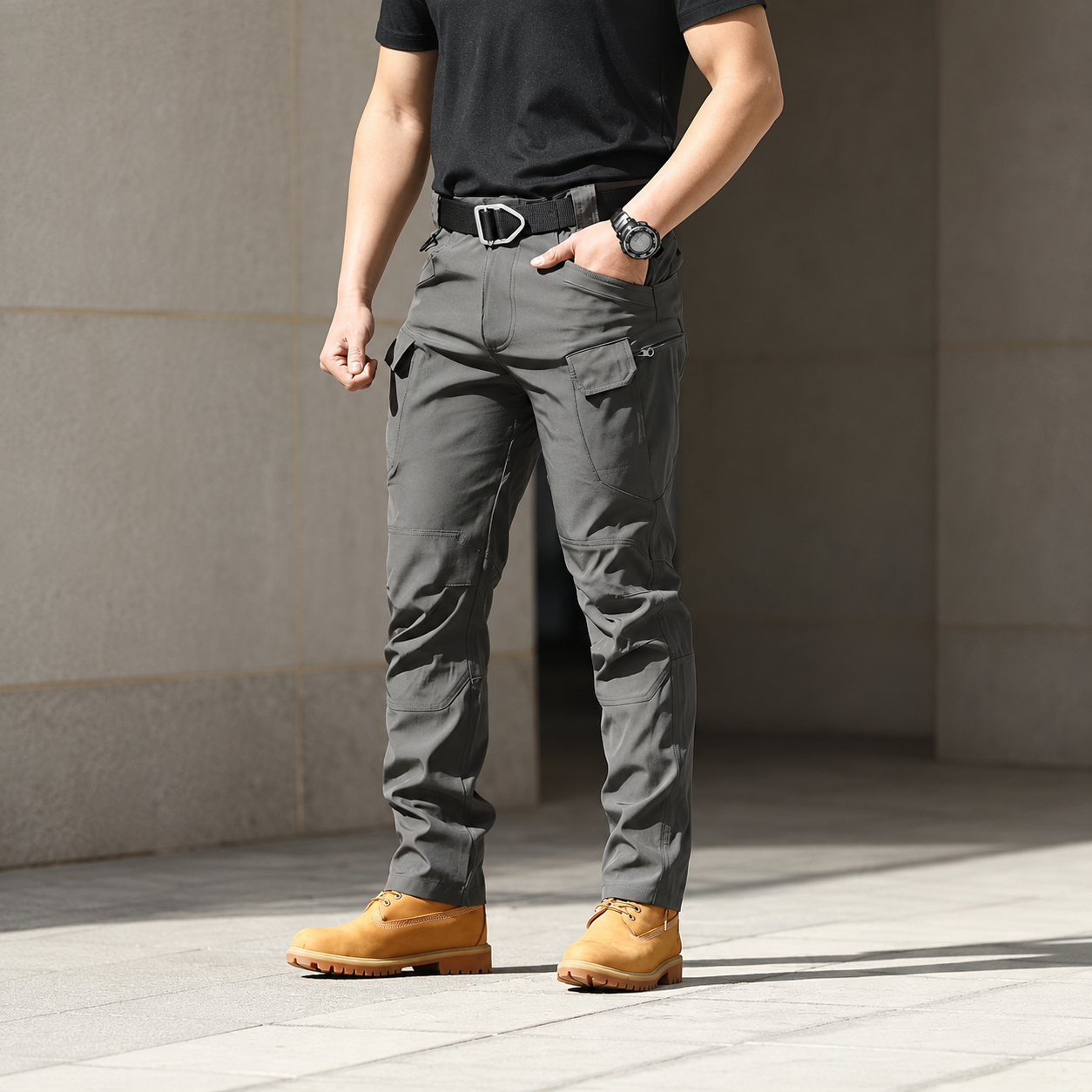 Stretch Cargo Work Pants With Multiple Pockets For Outdoor Men
