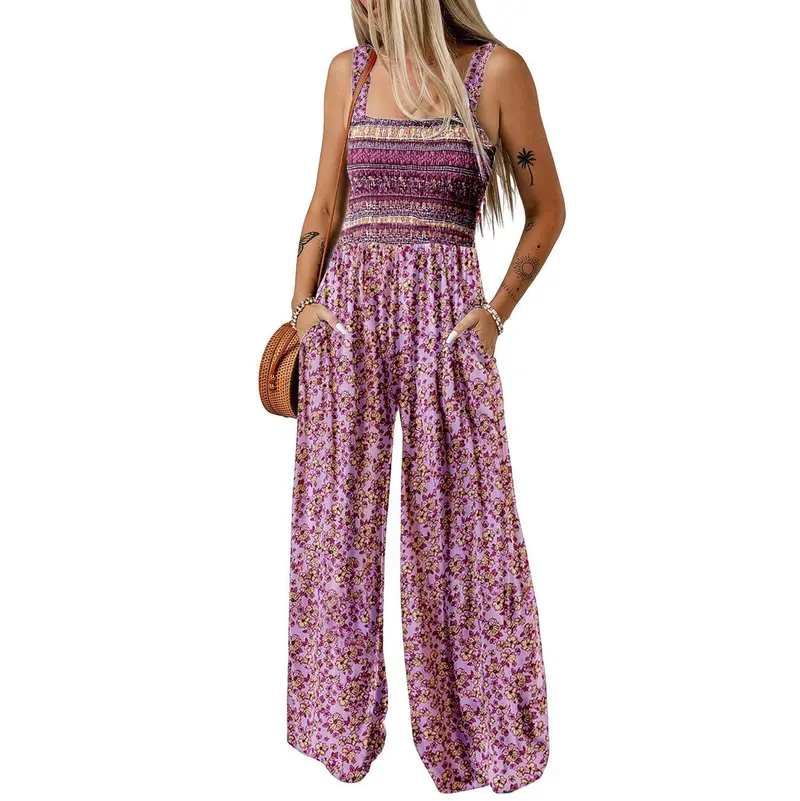 Summer 2 Piece Wide Pant Set for WomenCasual Loose Sleeveless Printed Jumpsuit For Women - Image 14