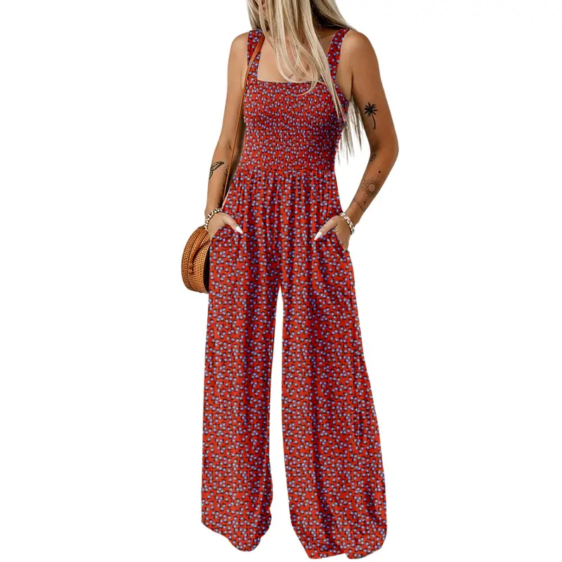 Summer 2 Piece Wide Pant Set for WomenCasual Loose Sleeveless Printed Jumpsuit For Women - Image 17