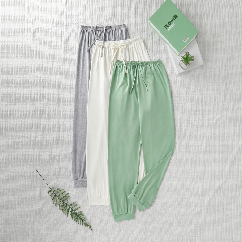3 Pieces Casual Drawstring Pants For Women