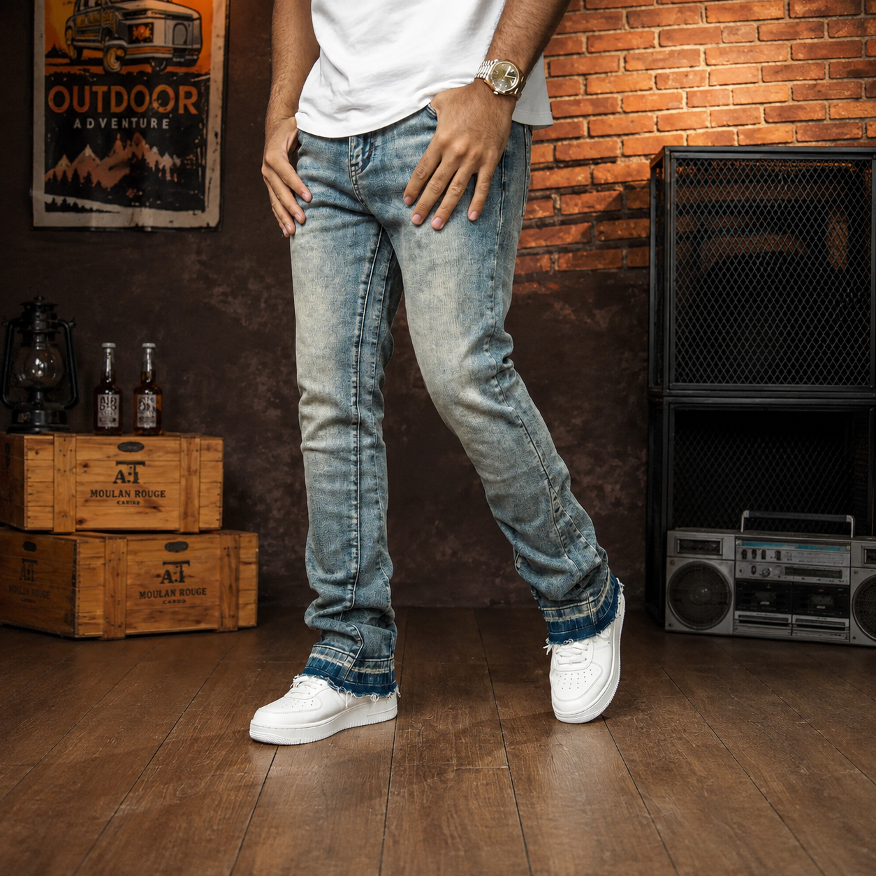 Stretch Slim Fit Vintage Bootcut Denim Jeans For Men