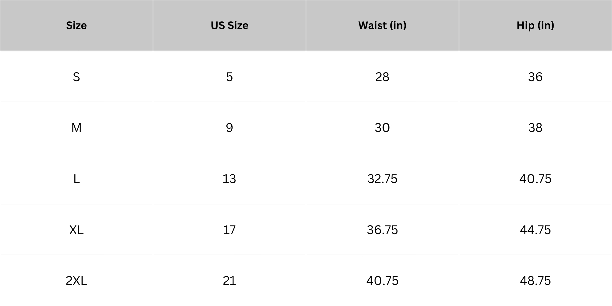 Size Chart