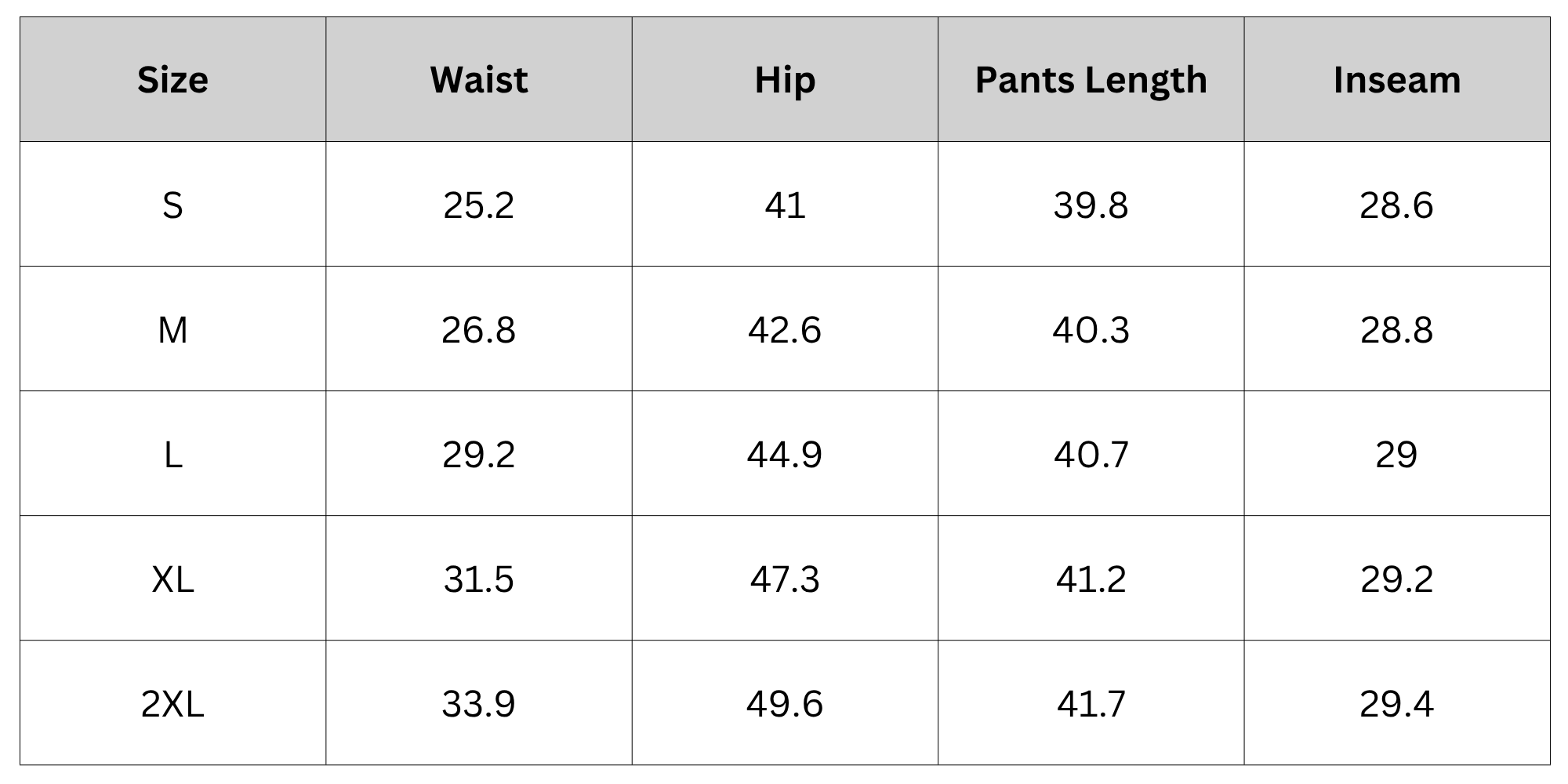 Size Chart