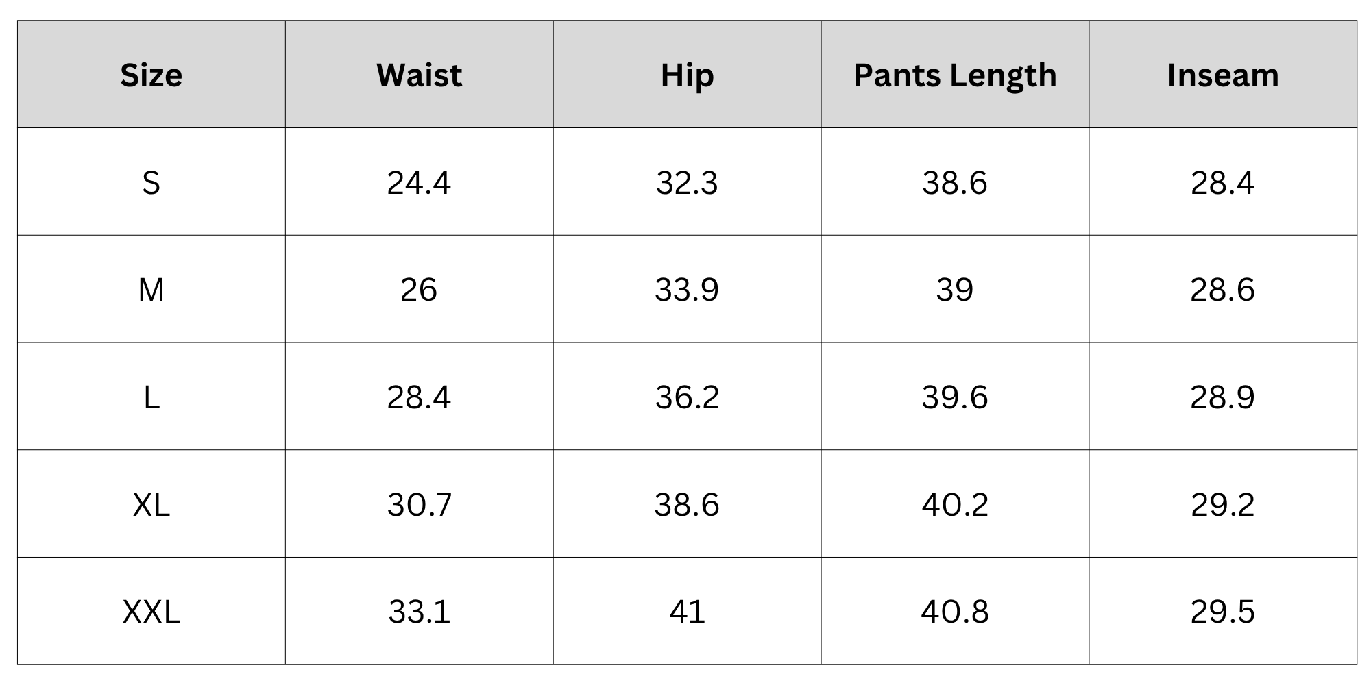 Size Chart