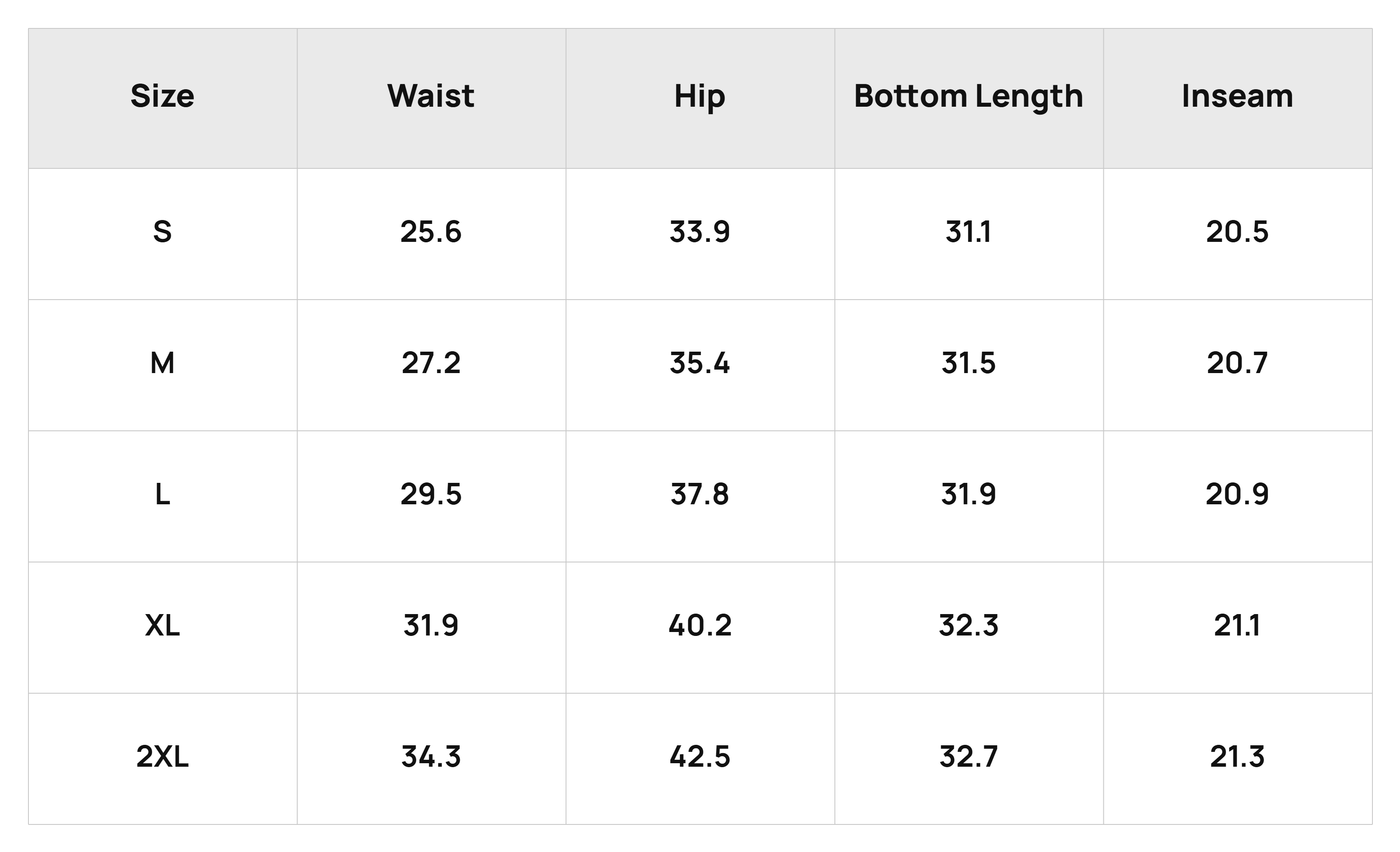 Size Chart