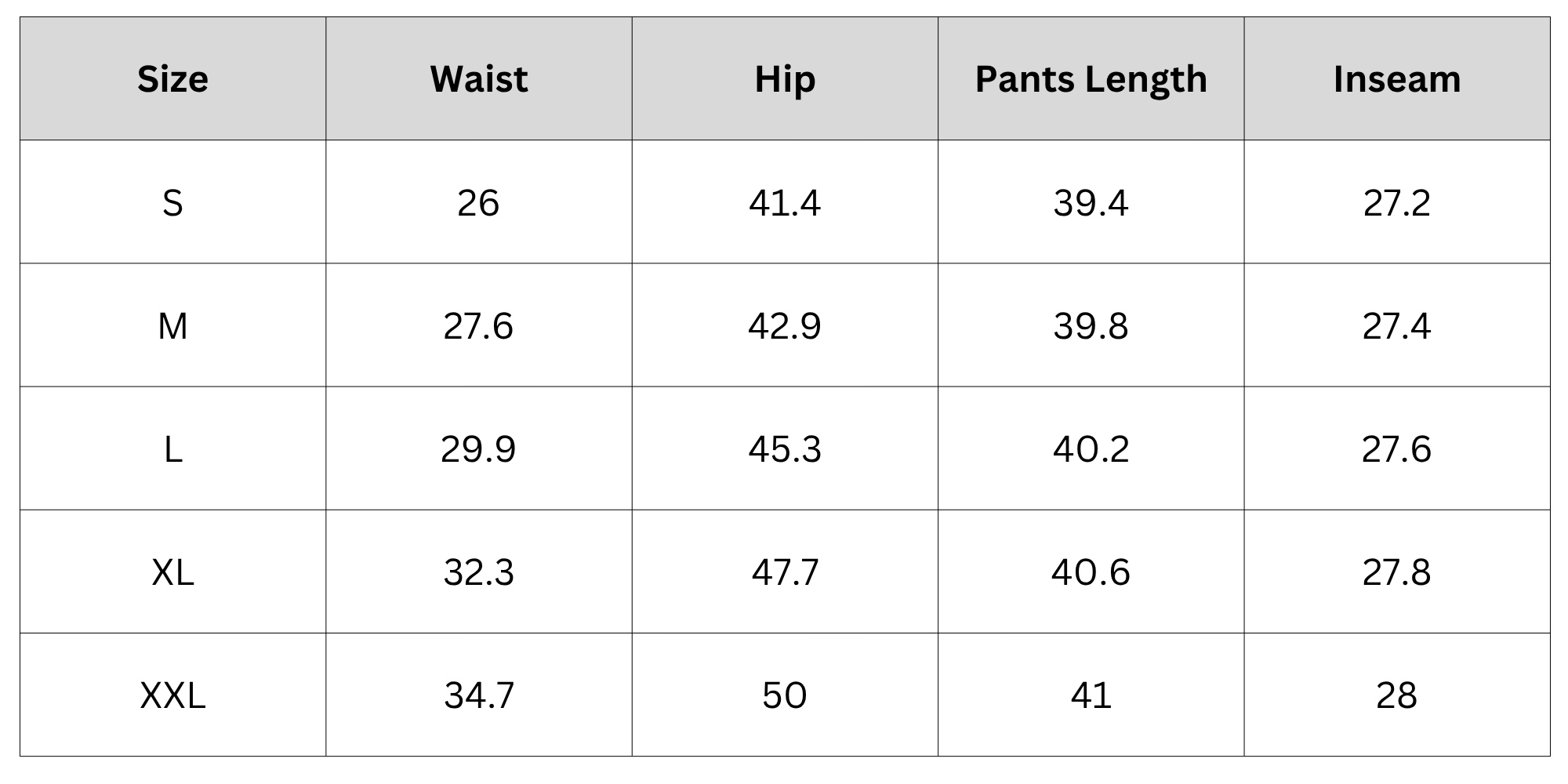 Size Chart