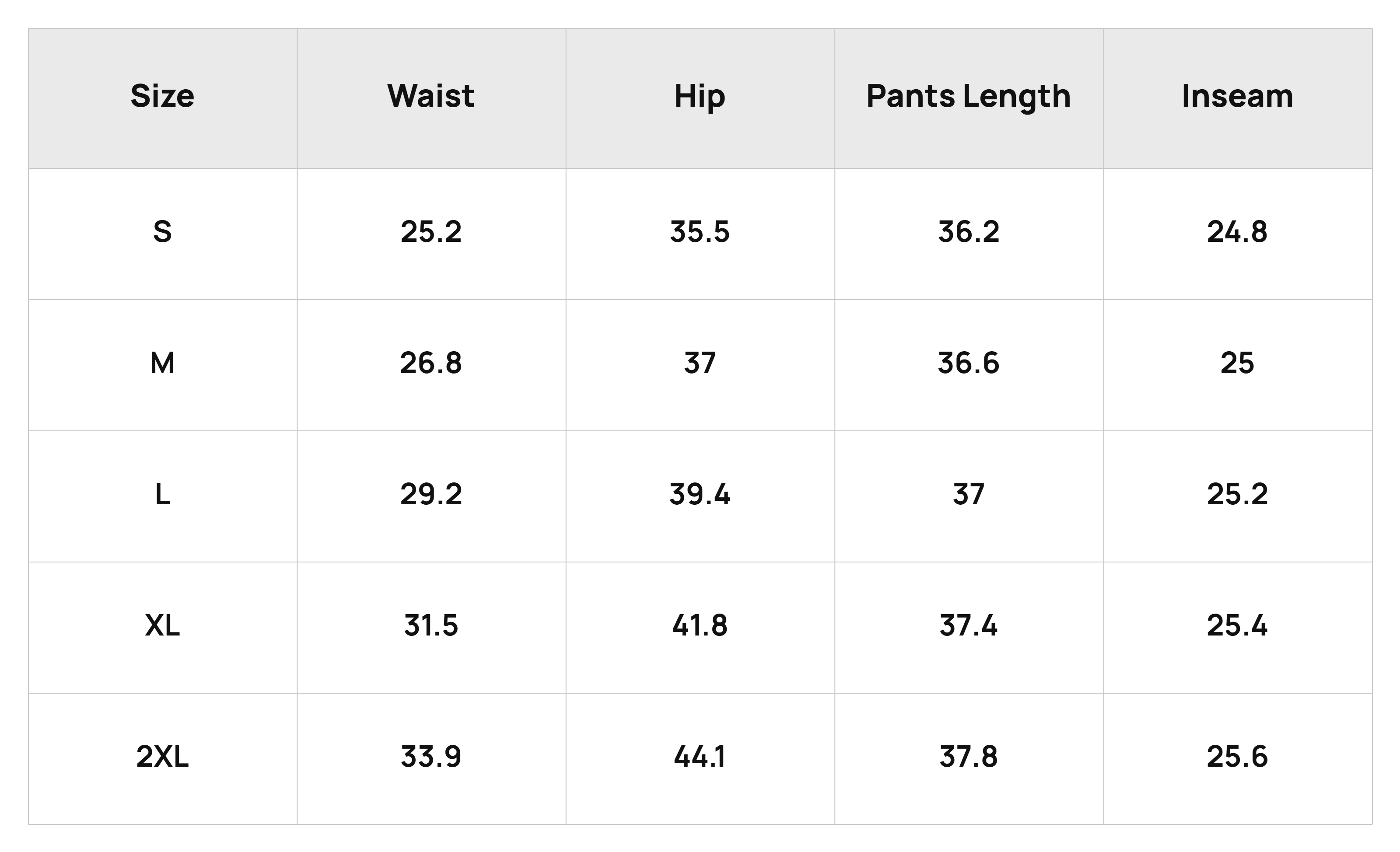 Size Chart