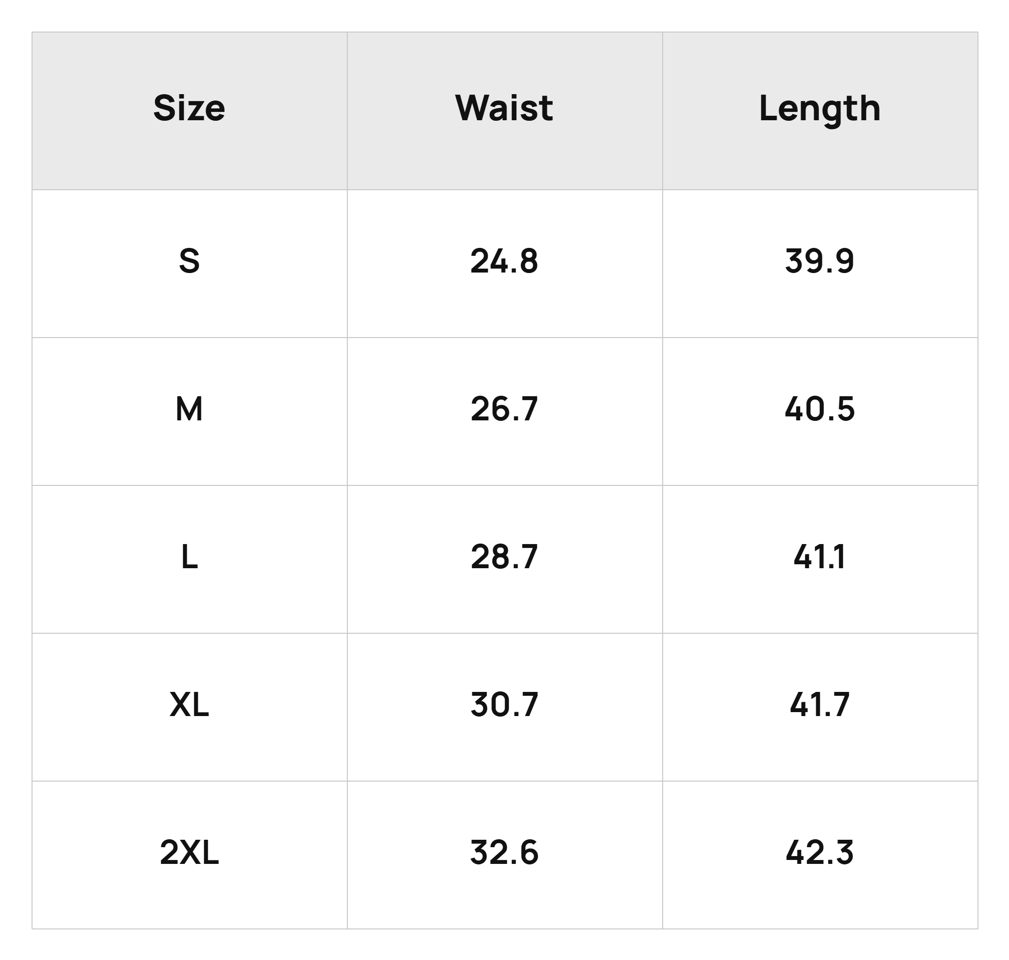 Size Chart