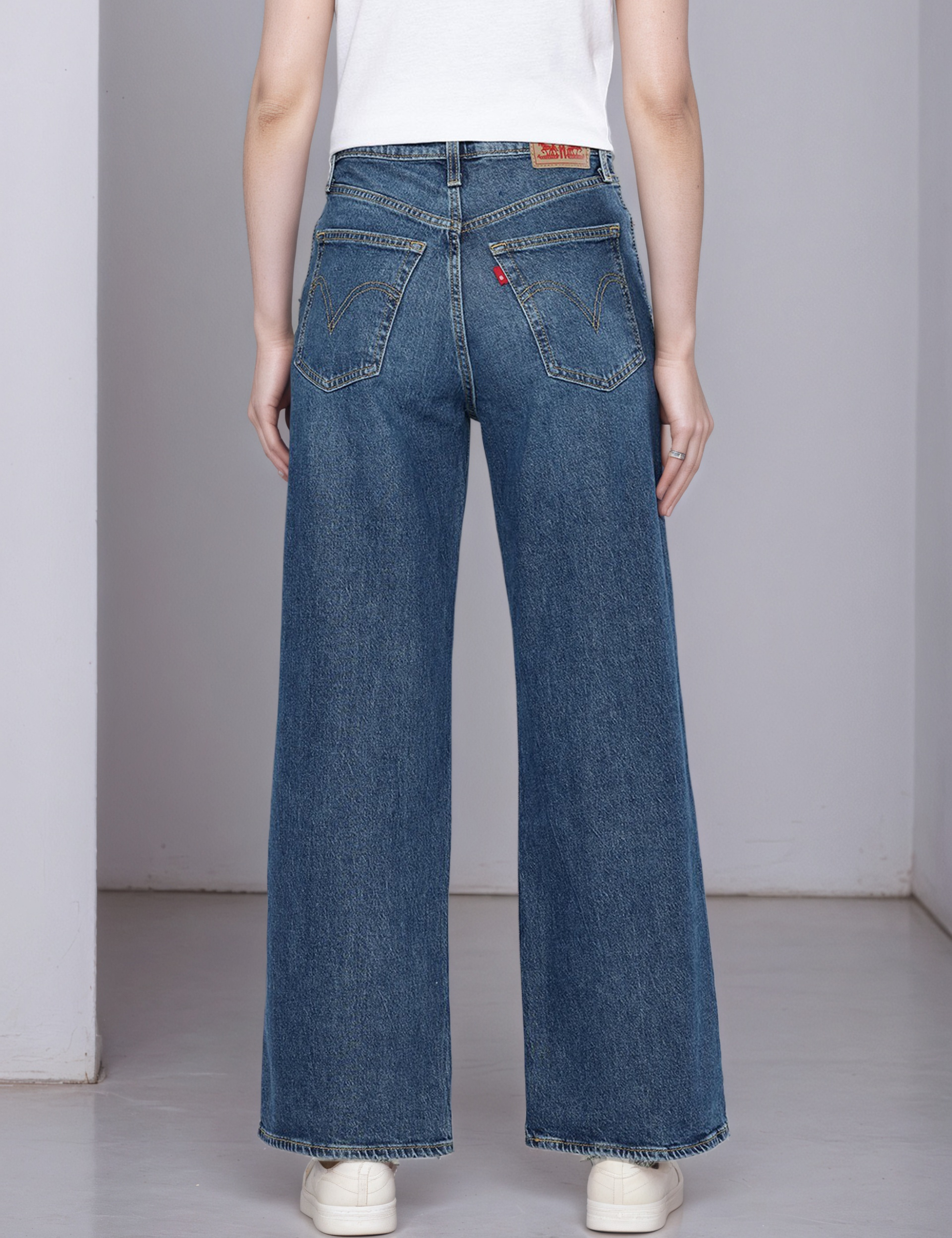 Women Ribcage Wide Leg Light Fade Stretchable Jeans-My Comfy PantWomen Ribcage Wide Leg Light Fade Stretchable Jeans - Image 3