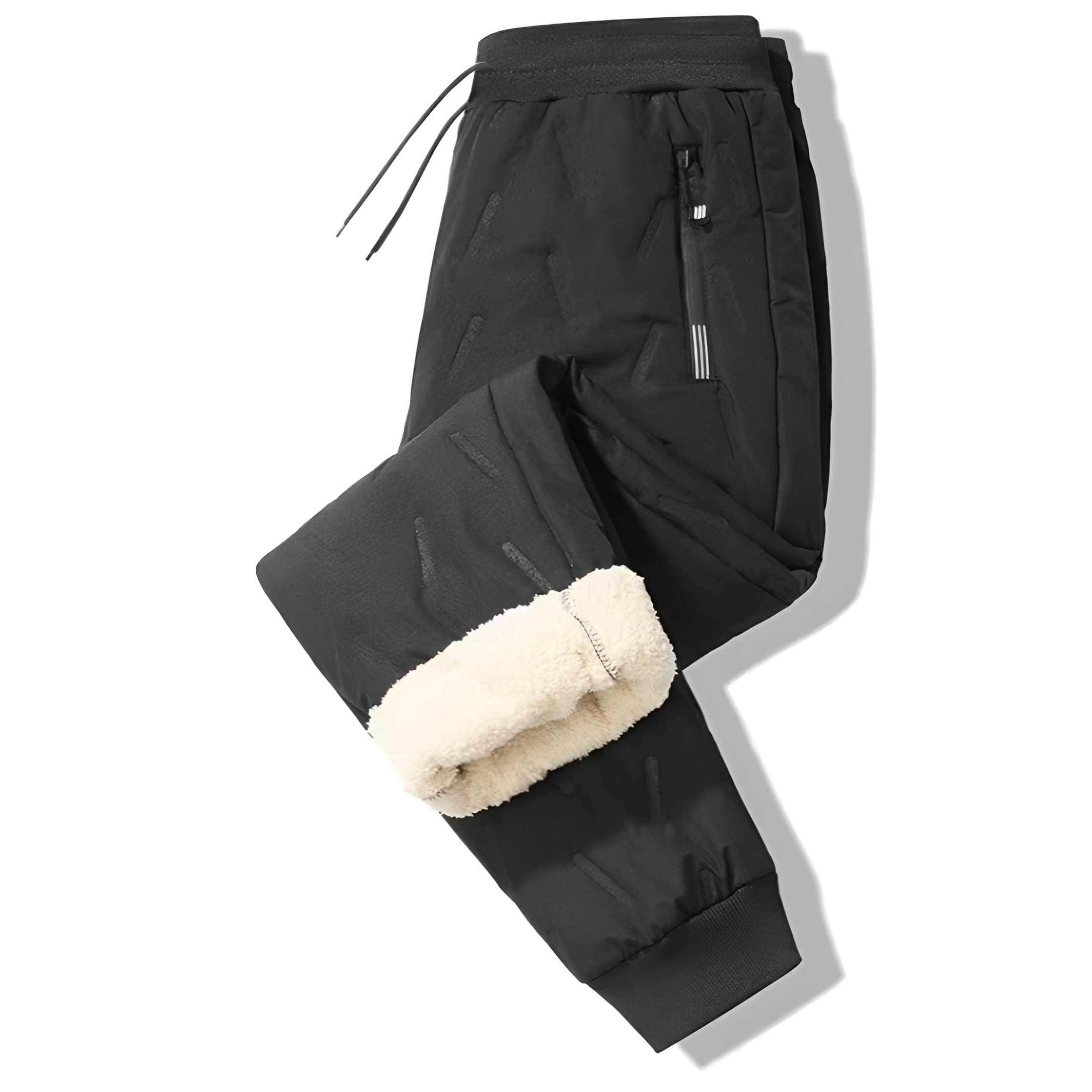 Winter Jogger Pants With Plush Fleece Lining And Zipper Pockets
