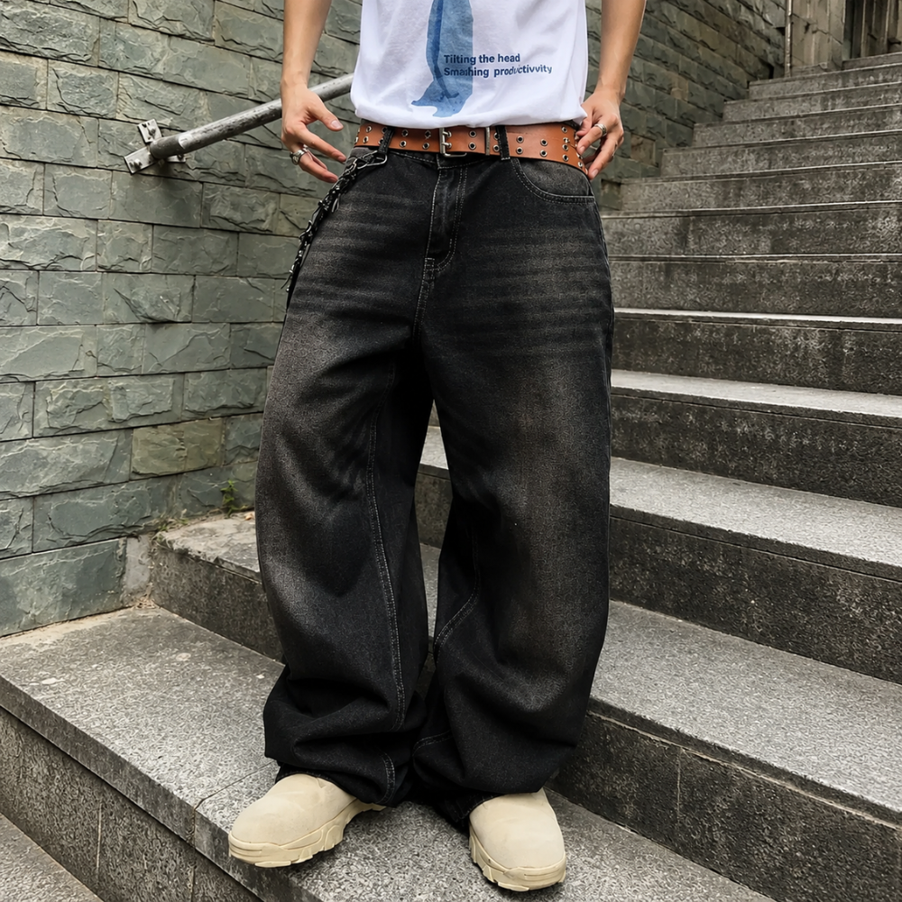 Structured Saturated Wide Cut Vintage Pants