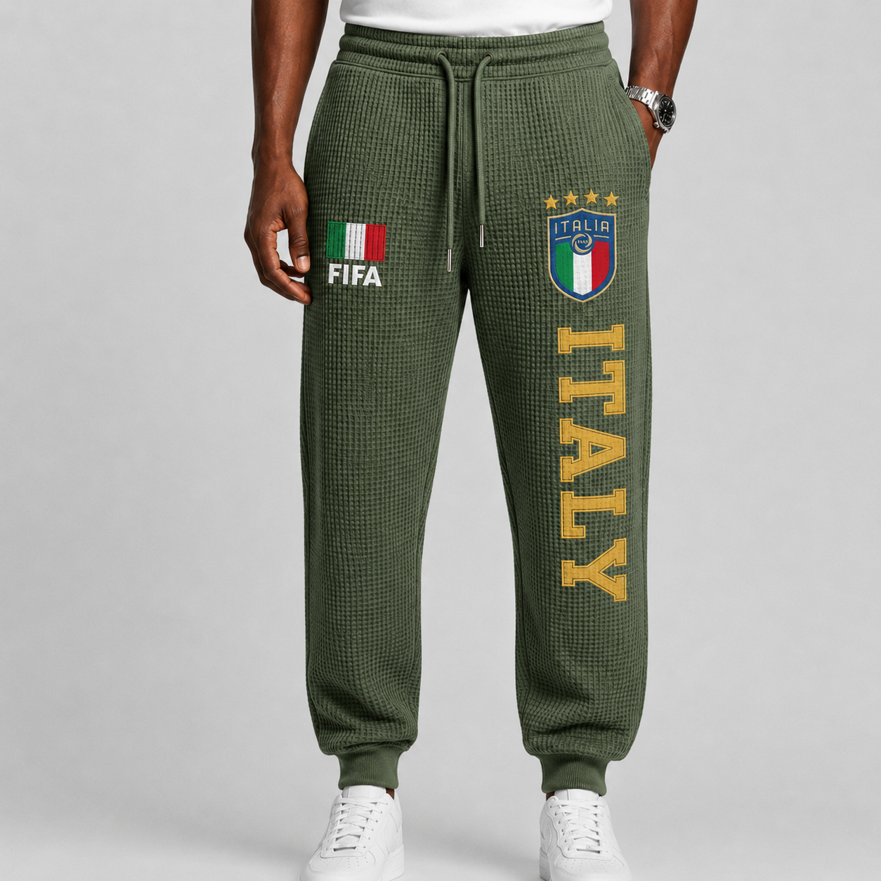 FIFA 2026 Italy Printed Waffle Football Fan Pants