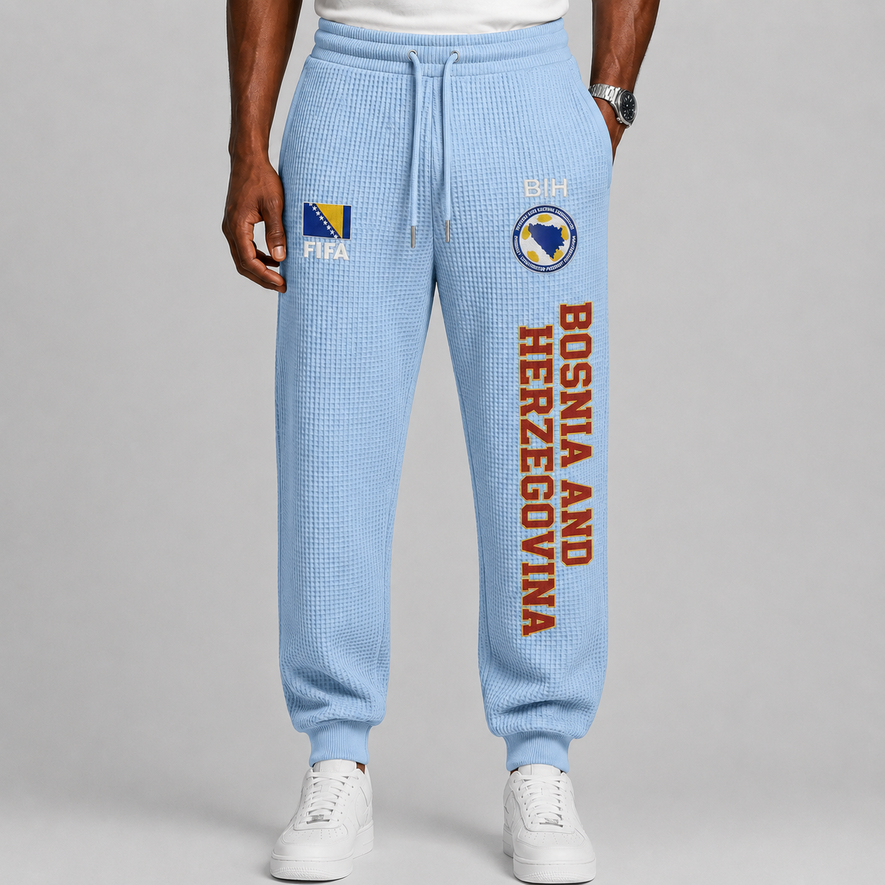 FIFA 2026 Bosnia and Herzegovina Printed Waffle Football Fan Pants