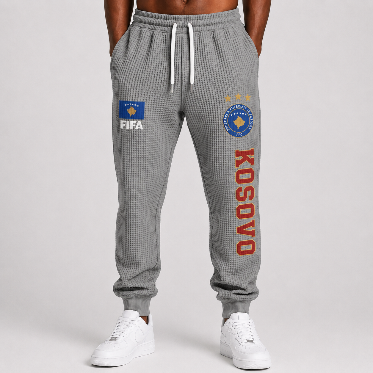 FIFA 2026 Kosovo Printed Waffle Football Fan Pants