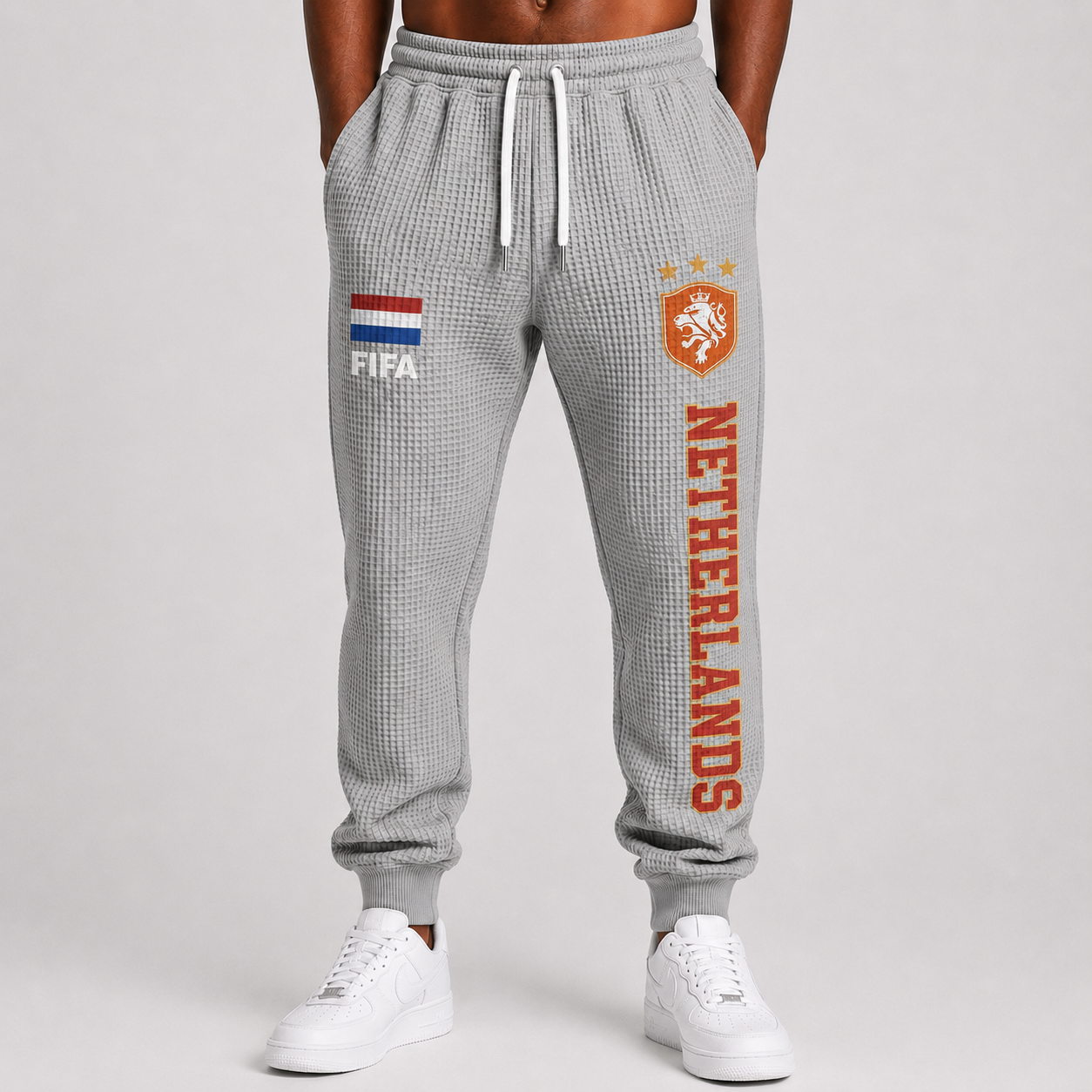 FIFA 2026 Netherlands Printed Waffle Football Fan Pants