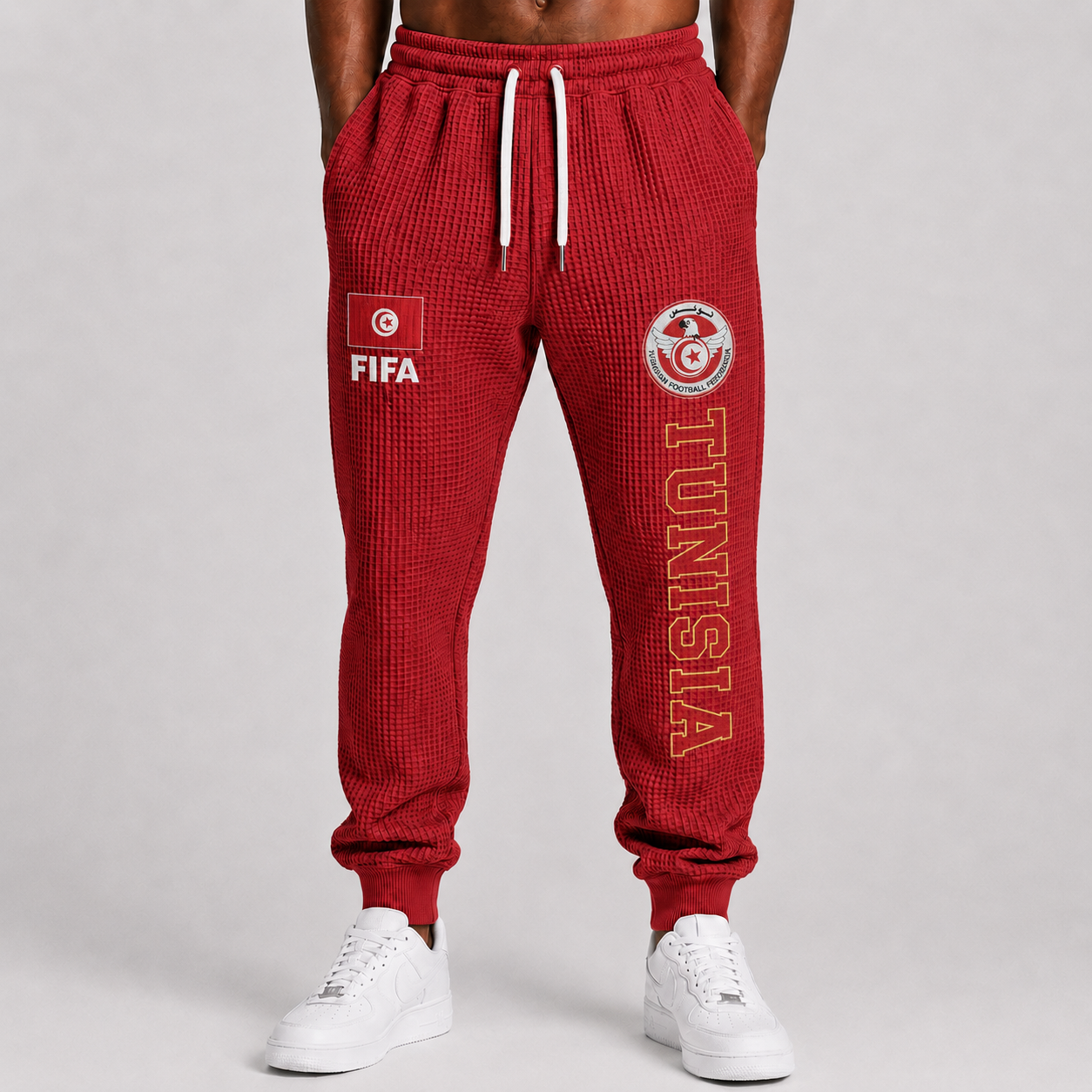 FIFA 2026 Tunisia Printed Waffle Football Fan Pants